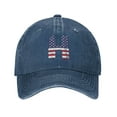 thumbnail image 1 of DouZhe Adjustable Washed Cotton Baseball Cap - Letter H America Usa Flag Prints Vintage Dad Hat Unisex Sports Caps (Blue), 1 of 7