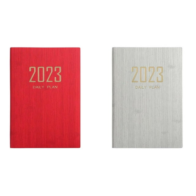 2 uds portátil A5 diario cuaderno , objetivos hábitos seguimiento académico diario negocios cuaderno diario A5 plan diario 2023 rojo Yotijar almohadillas para escribir cuadernos