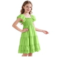 thumbnail image 5 of Gibobby Toddler Girl Dress Toddler Girls Dresses Short Sleeve Butterfly Print Fashion Round Neck Princess Dress for Child Girls(4-5 Years,Light Green), 5 of 7