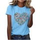 thumbnail image 1 of Primavera Top Mujeres de Moda de Cuello Redondo con Patrones de Corazón de Manga Corta Camiseta Top para Uso Diario Y de Fiesta, 1 of 5