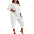 thumbnail image 3 of Vetsdori Plus Size Pajamas Sets for Women Long Sleeved PJS Soft Sets Nightwear,Spring Summer Sleepwear Plain Womens PJ Sets, 3 of 6