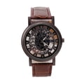 thumbnail image 3 of Fashion Skeleton Dial Quartz Watch - Stylish Roman Numeral Analog Wristwatch with Leather or Mesh Band, Unisex Casual Dress Watch for Men & Women,A, 3 of 5