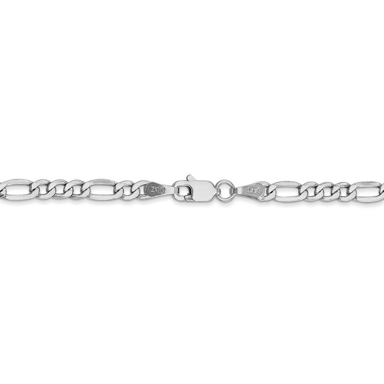 14k White Gold 3.5mm Figaro Chain Bracelet - with Secure Lobster