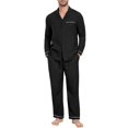thumbnail image 2 of GIRUNS Men's Pajamas Set Soft Sleepwear Button Down Long Sleeve and Long Pants with Pocket Loungewear Sets Black 2XL, 2 of 7