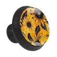 12 Pieces Yellow Abstract Sunflower Glass Knobs for Dresser Drawers, 1.
