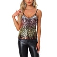 thumbnail image 1 of INSPIRAR CHIC Top sin mangas de malla con lentejuelas para mujer, color azul, talla L, 1 of 6