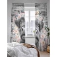 thumbnail image 3 of Sheer Curtains 96 Inches Long 2 Panels Set for Living Room, Black Cow Floral Semi Sheer Curtains for Windows, Grey Ombre Farmhouse Animals Voile Window Treatments Rod Pocket Curtain, 3 of 7