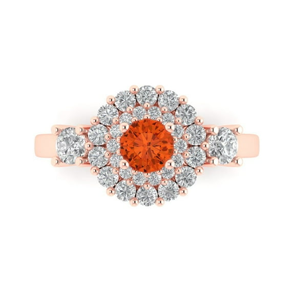 Halo Engagement Ring for Women - 1.4ct Simulated Red Diamond in 14K Rose Gold Promise Ring