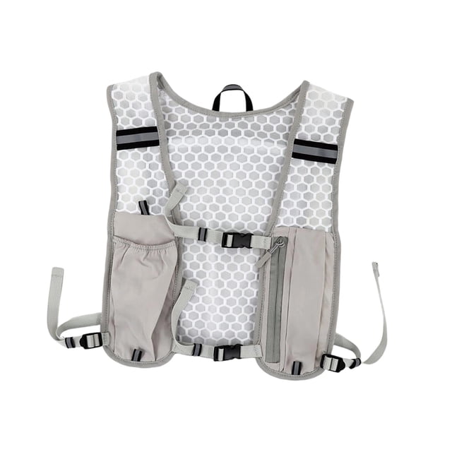 Chaleco para correr con correas de pecho ajustables, transpirable, para mujer y hombre, mochila de hidratación Gris