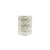 Ceramic Garden Stool - Cream Decorative Accent - 14" Dia x 19.5" H - Modern Geometric Design