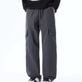 thumbnail image 4 of Mifsaly Wide Leg Cargo Pants Men Oversized Loose Casual Pant Drawstring Elastic Waist Baggy Hip Hop Streetwear Trousers with Multi Pockets M, 4 of 6
