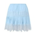 thumbnail image 5 of vigerkar Women Y2k Lace Slip Ruffle Mini Skirt Layered Pleated Casual Flowy Short Skirts 2025 Blue, M, 5 of 5