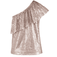 thumbnail image 5 of PrettyGuide Women's One Shoulder Sequin Tops Ruffle Sexy Sparkle Blouse Club Party Top, 5 of 7