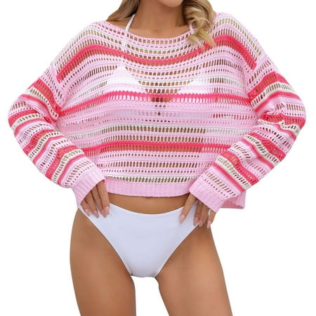 Women s Sunblock Bikini Cover-Up Beachwear Hollowed Out Sweater