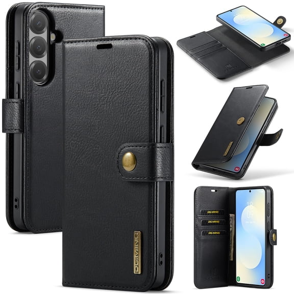 for Samsung Galaxy S26 Plus 2-In-1 Detachable Wallet Case with Credit Card Holder, Flip Folio Book PU Leather Protective Phone Cover for Women Men for Samsung Galaxy S26 Plus Phone Case, Black