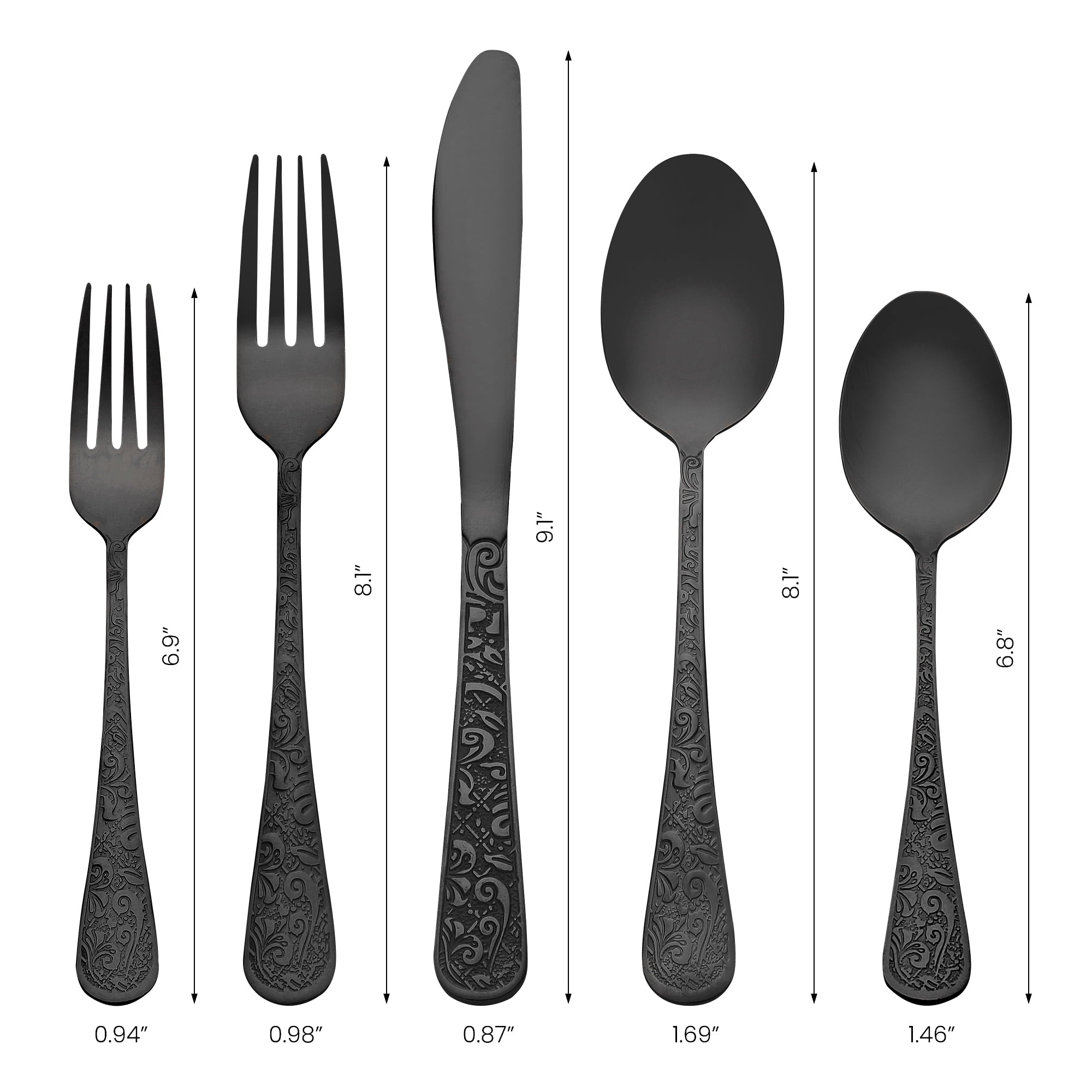 Unique Bargains 30 Pieces Stainless Steel Mirror Polished Cutlery Set for 6 Black