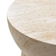 thumbnail image 4 of Fluted Travertine Stone Finish Italian Design MgO Side Accent Table, 4 of 12