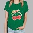 thumbnail image 5 of Rezuofi 1 Pcs Women's Graphic Vintage Tees Cherry Bow Letter Print Round Neck T Shirt Casual Summer Short Sleeve Trendy Tops, 5 of 5