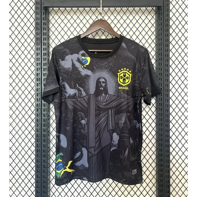 24-25 Brazil Jesus All Black Football Classic Jersey