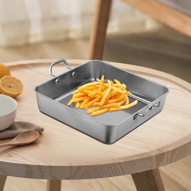 Plateau Plat à Collation avec Poignées Assiette à Frites pour Rôtir la Dinde 21x21 cm