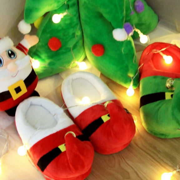 KALLORY Men's Christmas Slippers -On Plush Indoor Comfortable Warm Footwear 1 Pair for Adults