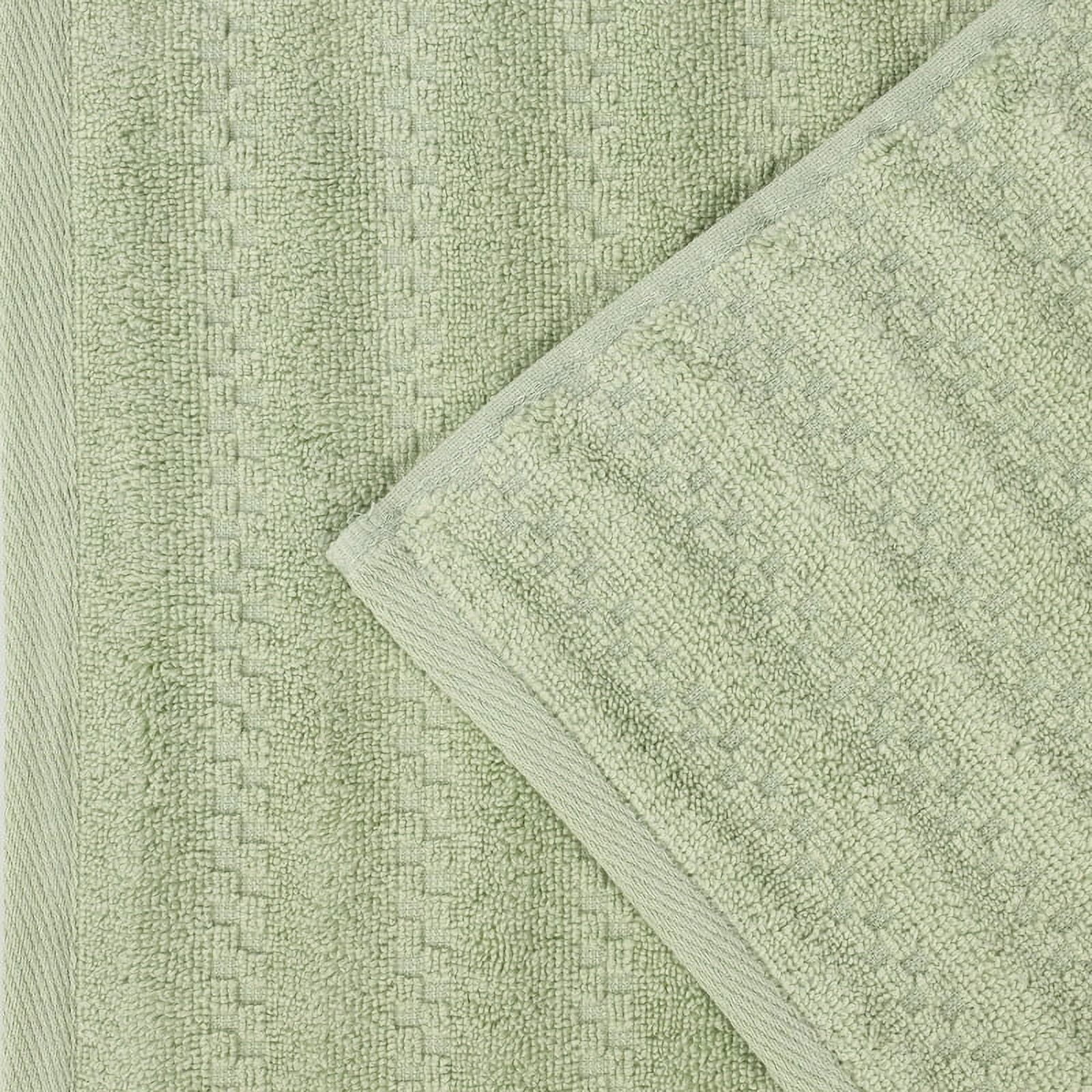 Superior Zuma Waffle Textured Stripes Zero Twist 6 Piece Towel Set, Green