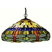RADIANCE Goods Tiffany-Style 3 Light Dragonfly Inverted Ceiling Pendant 24" Shade