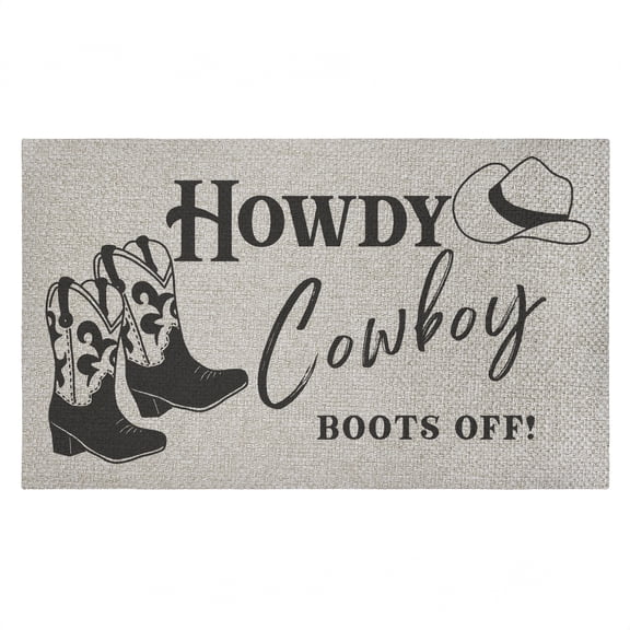 Cowboy Boots Off Entry Outdoor Door Mat, design by Deane Beesley, 18"x30"