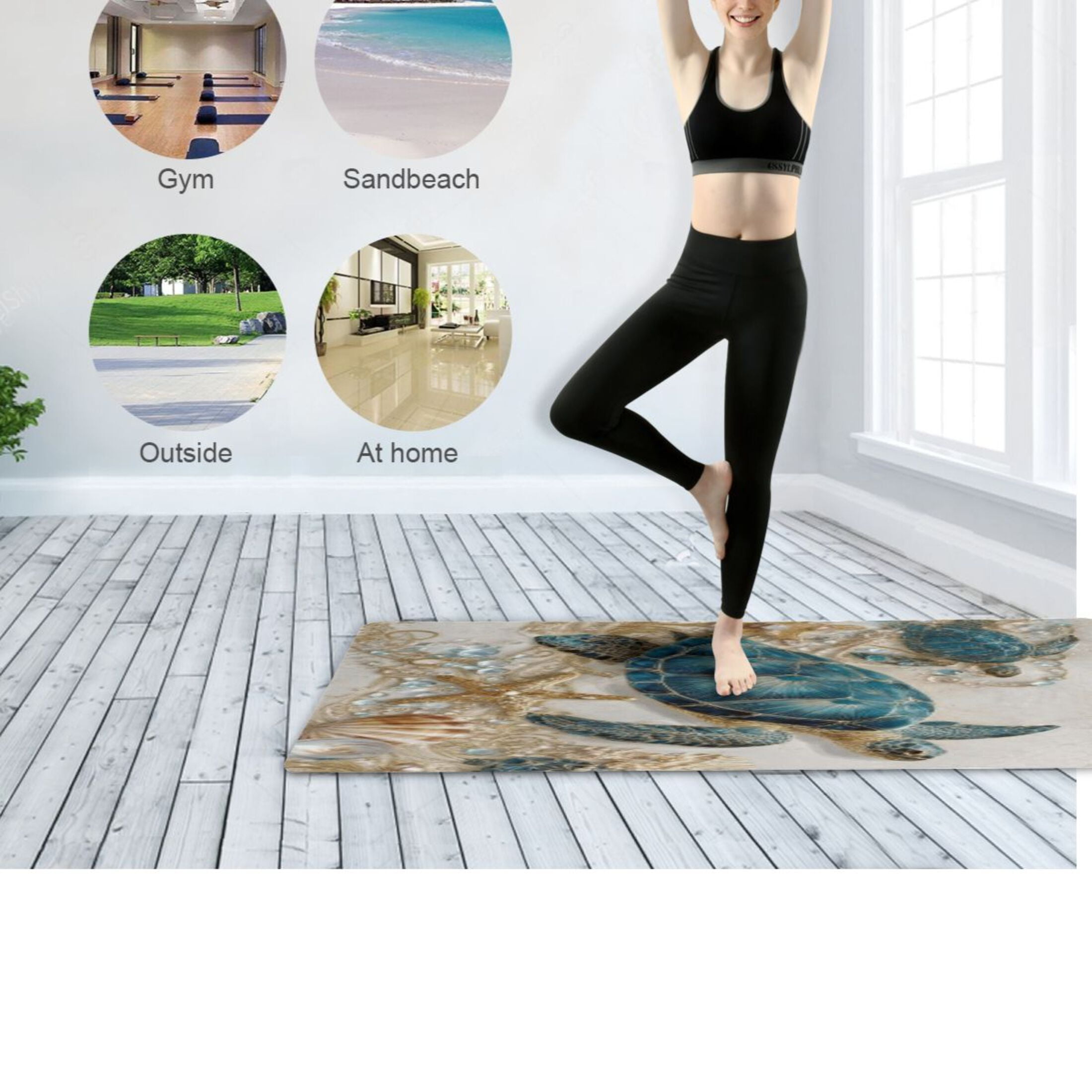 BZSMCE Yoga Mat Women Fitness Mat Azure Jeweled Turtle Pattern