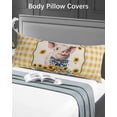 thumbnail image 4 of Pig Sunflowers Body Pillow Case Cover - Microfiber Bed Throw Pillow Covers, Yellow Floral Farmhouse Checkered Rustic Decorative Lumbar Pillow Cover with Envelope Closure for Sofa/Travel 20"x54", 4 of 6