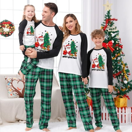 

Ma&Baby Christmas Family Pajamas Matching Sets Plaid Xmas Clothes Outfit Sleepwear