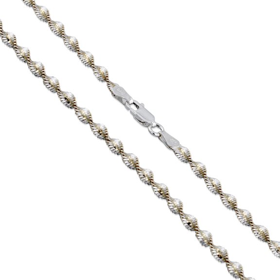 Sterling Silver Magic Twist Rope Chain 4.2mm Solid 925 Italy 2 Tone Necklace 20" Jewelry Female