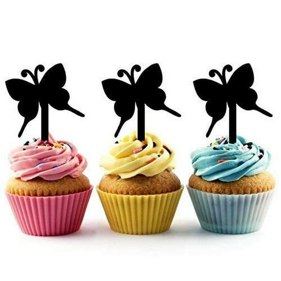 Whimsical Practicality's Simple Butterfly Silhouette Acrylic Cupcake Toppers 12 pcs