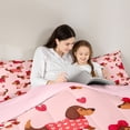thumbnail image 4 of Homewish Funny Dachshund Animal Full Size Comforter Sets,Red Heart Bedding Comforter Set,Pink,Pink Reversible,3-Piece,1 Comforter and 2 Pillowcases, 4 of 7