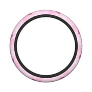 XMXY Car Steering Wheel Cover, Pink Line Leaf Texture Non-Slip Jeep Truck Universal Elastic Steering Wheel Protector 15 inch
