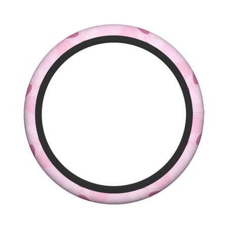 XMXY Car Steering Wheel Cover, Pink Line Leaf Texture Non-Slip Jeep Truck Universal Elastic Steering Wheel Protector 15 inch