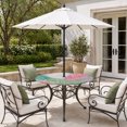 thumbnail image 2 of Round Outdoor Tablecloth with Umbrella Hole and Zipper, Pink Green Palm Leaves Tablecloth with Elastic Waterproof, Summer Tropical Plants Botanical Patio Table Covers for 45" - 54" Pool Tables, 2 of 9