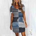 thumbnail image 4 of Cmfcve Women's Summer T-Shirt Dress Short Sleeve Tie Bohemian Dress V-Neck Printed Midi Dresses with Pockets, 4 of 6