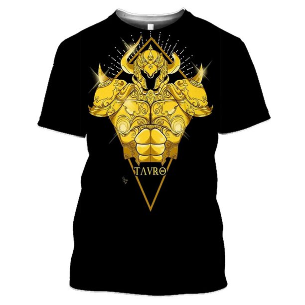 Camisetas con estampado 3D de Anime para hombres y mujeres, ropa de calle de Saint Seiya, cuello redondo, Tops Harajuku de gran tamaño, ropa para niños, Verano Qiuyongming unisex