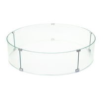 AMS Fireplace 30" Round Fire Pit Glass Wind Guard | Clear Tempered Glass Flame Protective Pane. Wind Resistant with Aluminum Corner Bracket and Rubber Feet