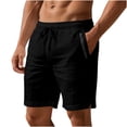 thumbnail image 3 of Chiccall Men's Cotton Linen Shorts Wide Leg Elastic Waist Drawstring Zipper Casual Loose Beach Vacation Shorts Summer, 3 of 8