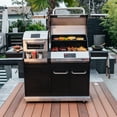 thumbnail image 3 of Neevo 44,000 BTU Propane Gas Grill with Built-in Air Fryer, 714.3 sq in Cooking Area, 2 U-Shaped Burners, Cast Iron Grates, Smart Outdoor BBQ with App Connectivity & Electronic Controls, 720-1055, 3 of 11