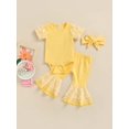 thumbnail image 2 of Honganda Baby Romper Suit Daisy Printed Mesh Romper + Flared Pants + Headband, 2 of 9