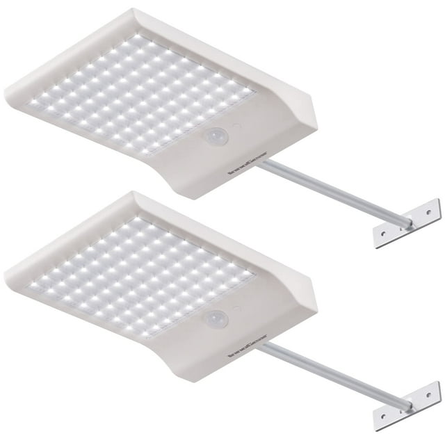 InnoGear Solar Gutter Lights Outdoor 80 LED Wall Mount Lighting with Motion Sensor 4 Working Modes IP65 Waterproof 450 Lumens for Front Door Yard Garage Pack of 2