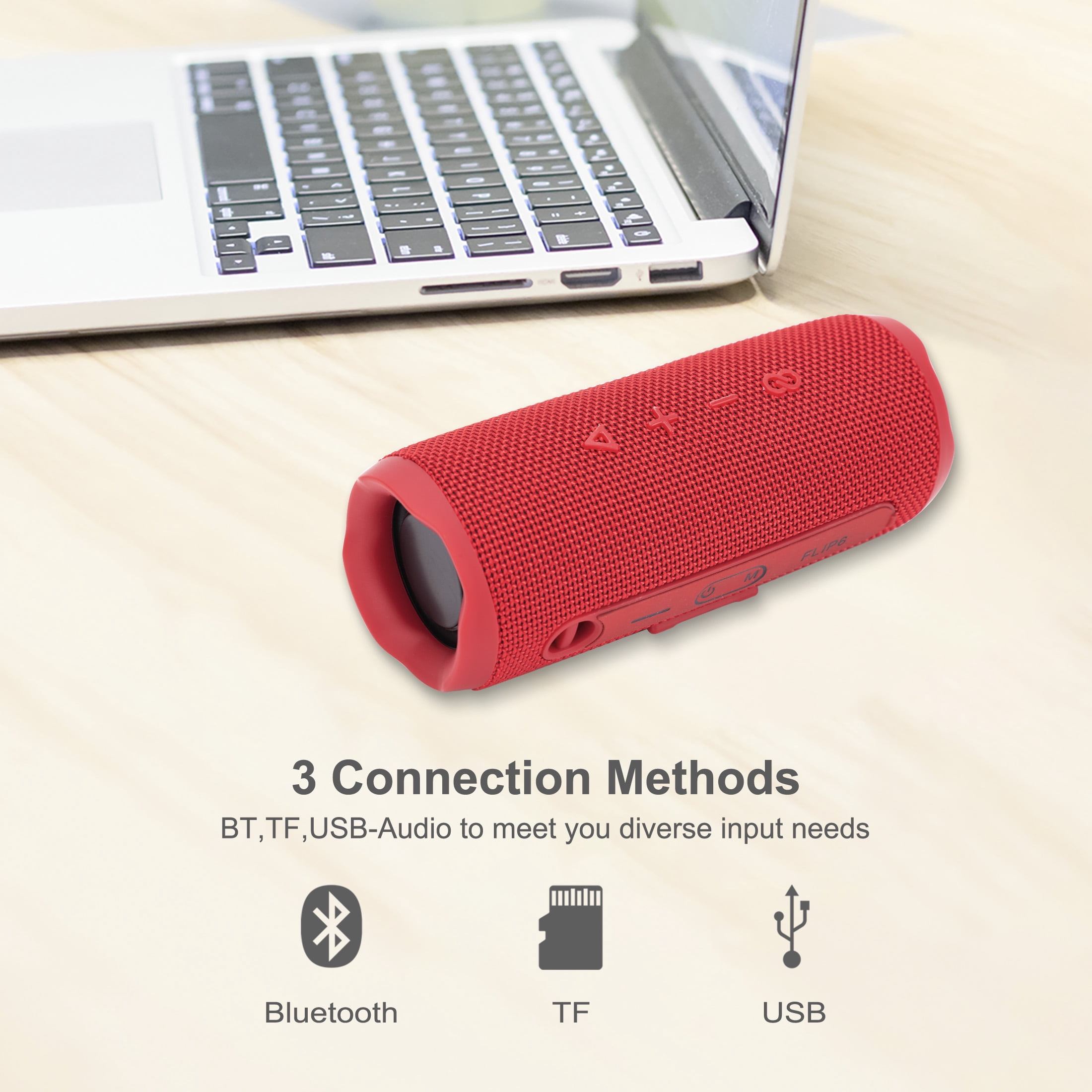IPX4 Waterproof Bluetooth 5.0 Speaker, 10W Hi-Fi Stereo Sound, Wireless Portable Compact Design, Long-Lasting Battery, Ideal for Car, Home, Outdoor & Travel
