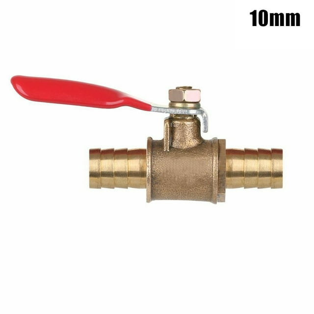 10mm Ball Valve Hose Barb Inline Brass Water Air Line ShutOff Ball