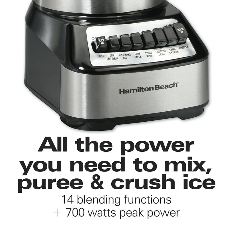 Hamilton Beach Power Elite Blender with 12 Functions for Puree, Ice Crush,  Shakes and Smoothies and 40oz BPA Free Glass Jar, Black & 10-Cup Food