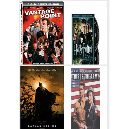 Assorted 4 Pack DVD Bundle: Vantage Point, Harry Potter And The Order Of The Phoenix, BATMAN BEGINS, This Is The Army