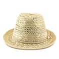 thumbnail image 5 of Unisex Hollow‑Woven Straw Fedora Hat Braided Leather Band Summer Travel Wide‑Brim Sun Hat Men Women Couple Outdoor Beach Panama Headwear, 5 of 7