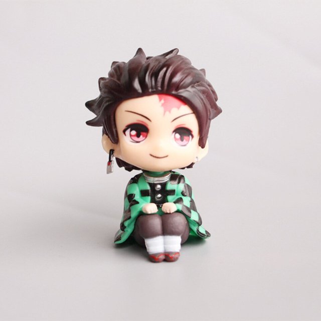 Figura de Demon Slayer de Kamado, Tanjirou, Agatsuma, Zenitsu, Kamado, Nezuko, Hashibira, Inosuke, juguetes de PVC, versión Q Gong Bohan LED